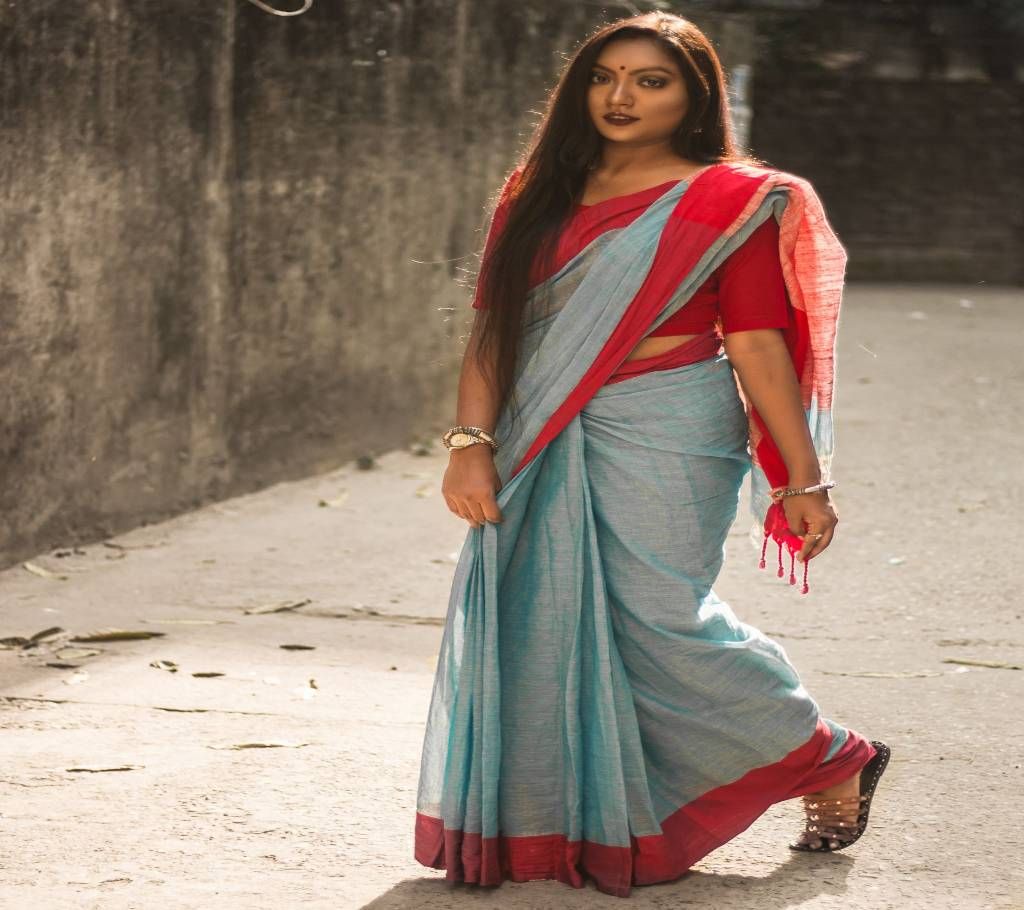 Taingail Soft Red Blue Khadi