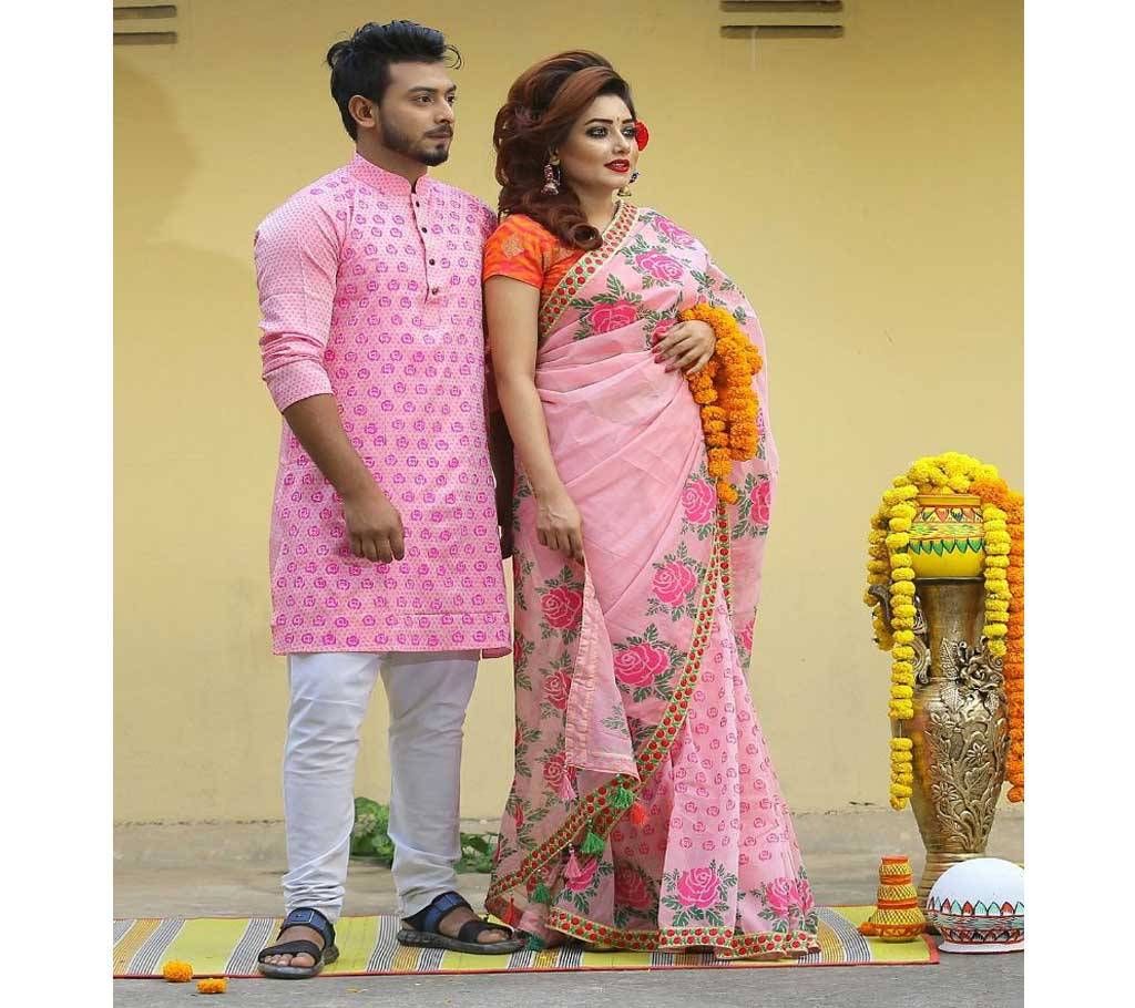Half Silk Saree And Panjabi Combo