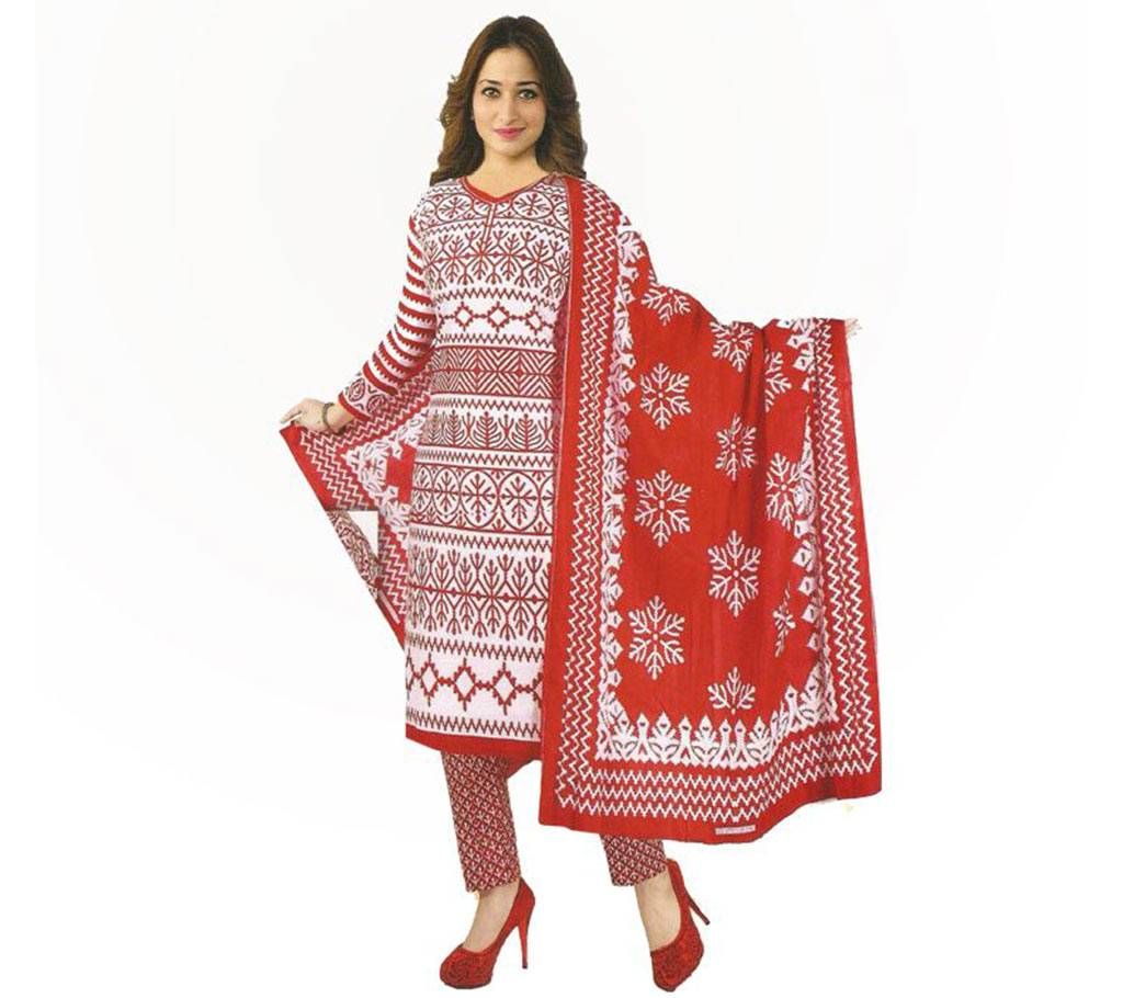 BOISHAKHI UNSTICHED PRINTED COTTON THREE PICES