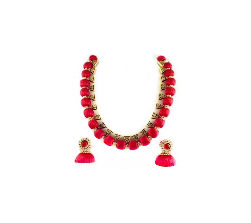 Silk thread necklace with Ear Ring