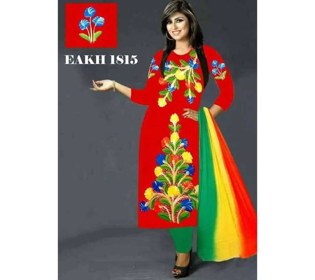 Unstiched Hand paint Cotton Three pcs