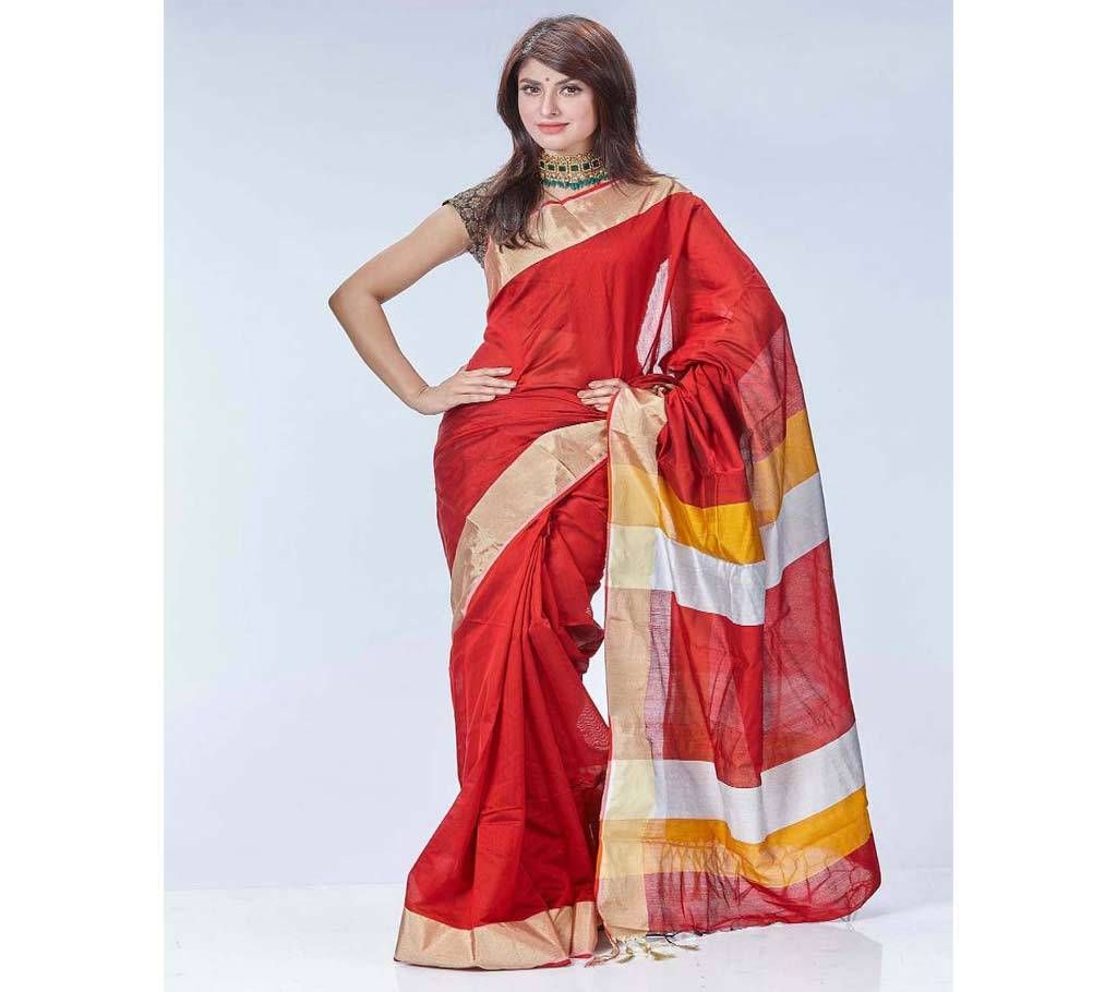 Boishakhi Dark Red Tosor Silk Sharee  