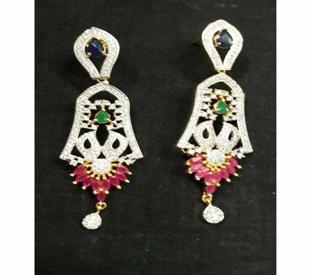 Multi color Diamond cut earring