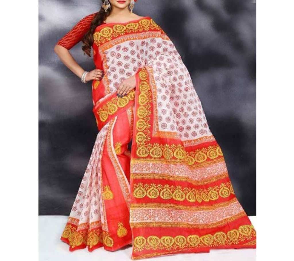 Pure Cotton Saree With Hand Skin Print