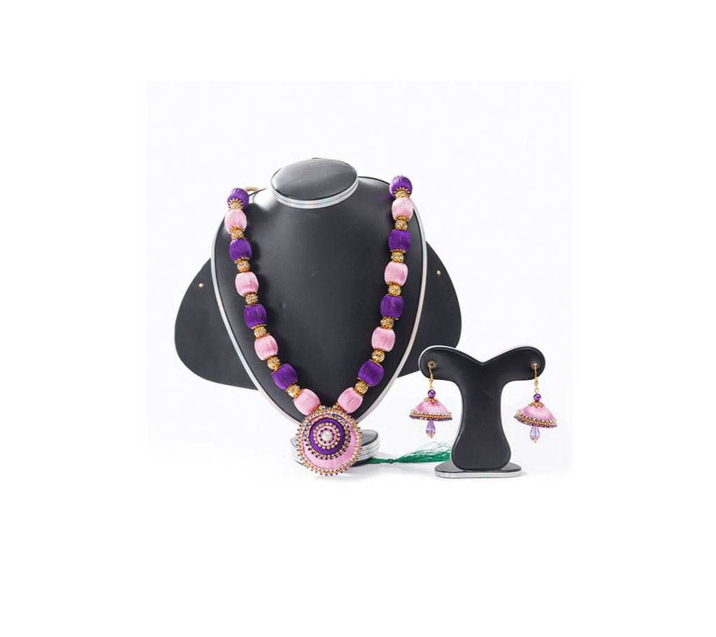 Multi Color Silk Thread Nekelace & Earring