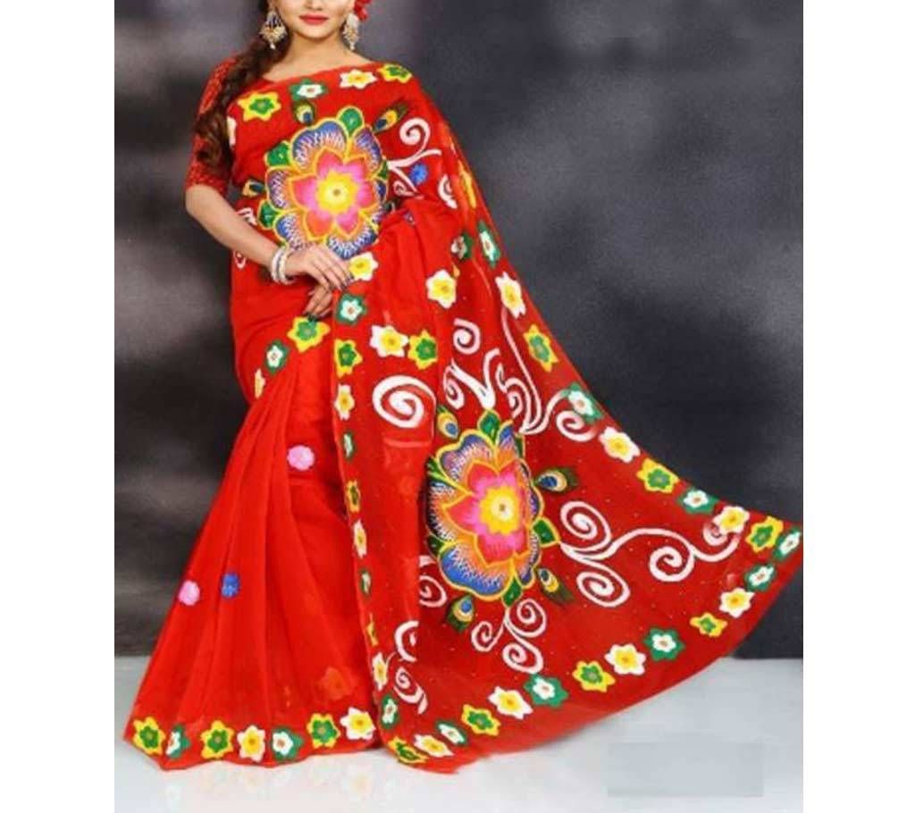 Moslin Silk Saree With Hand Block Print