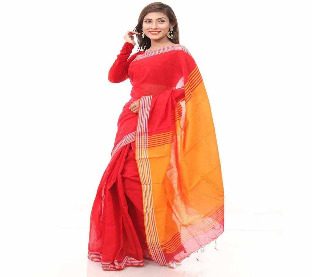 Boishakhi Red and Yellow Tosor Silk Sharee