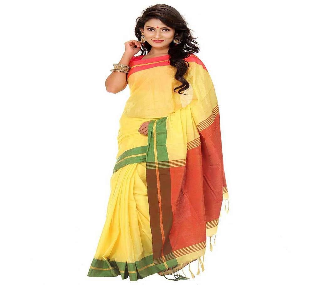 Boishakhi Yellow and Red Tosor Silk Saree