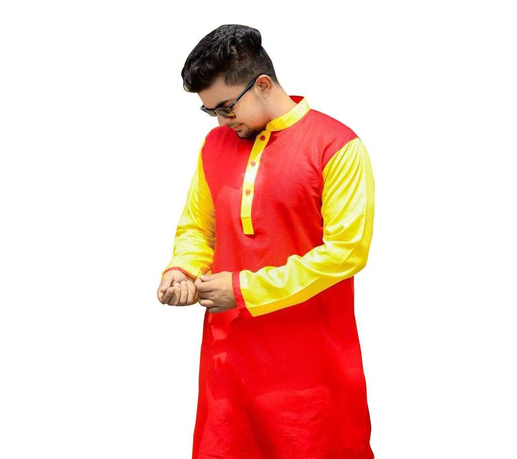 Silk Cotton Semi Long Panjabi for men 