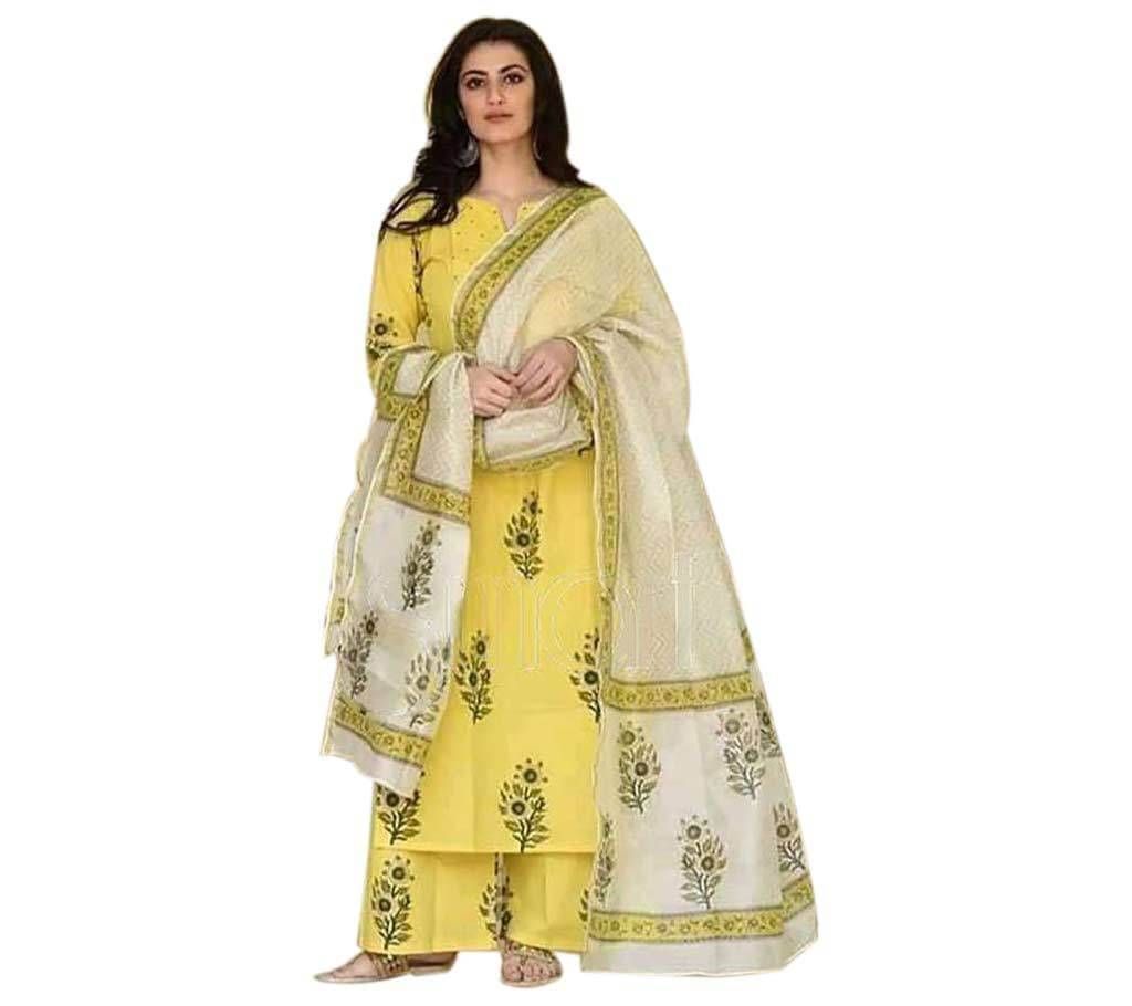 Un-stitched rajdhani voyel cotton block print salwar kameez seblock-703