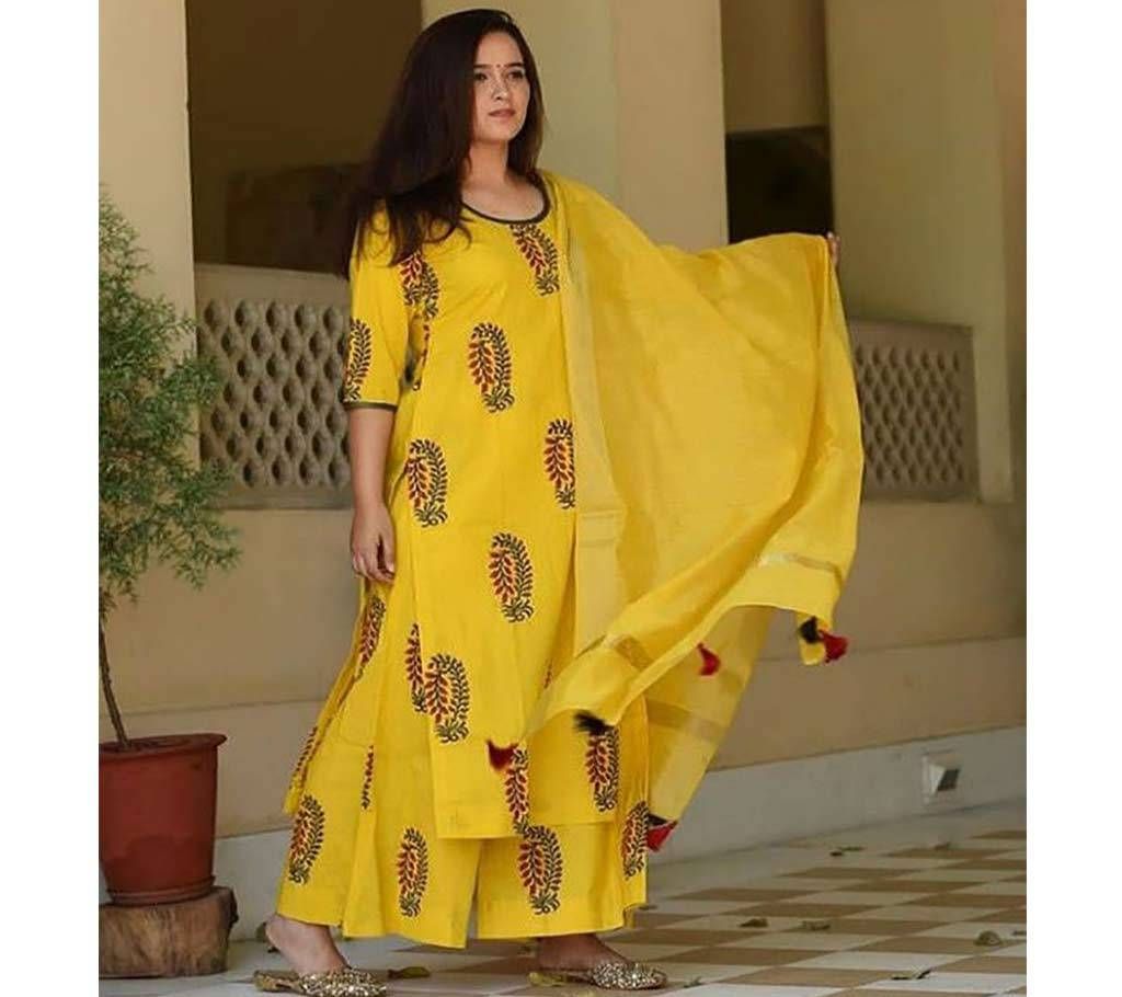 unstiched rajdhani voyal block printed cotton salwar kameez seblock-704