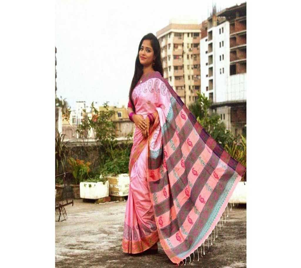Half Silk Block Saree