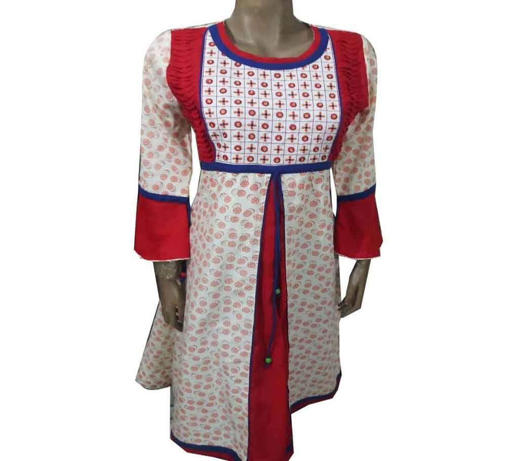 Boishakhi ambroydari cream kurti
