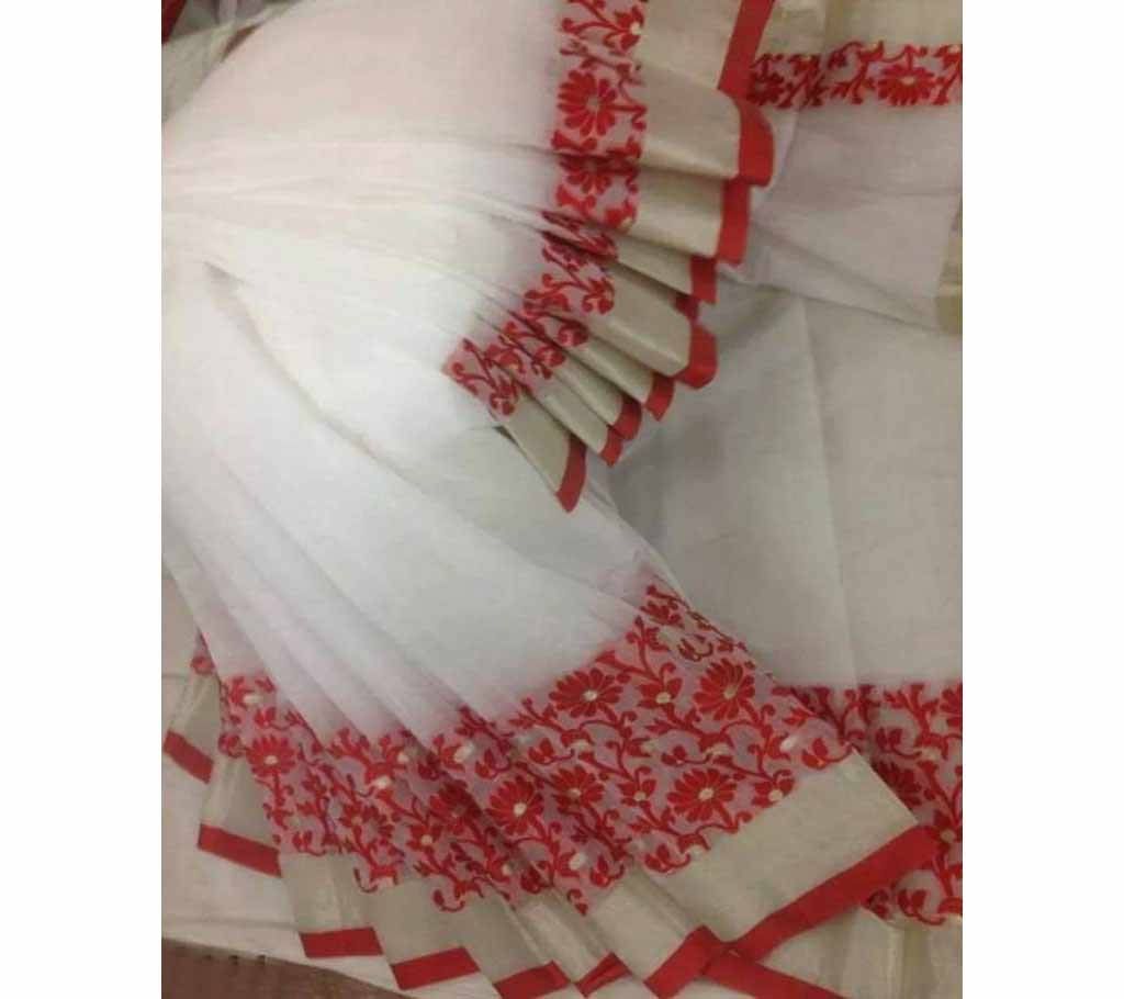 Half silk Jamdani sari