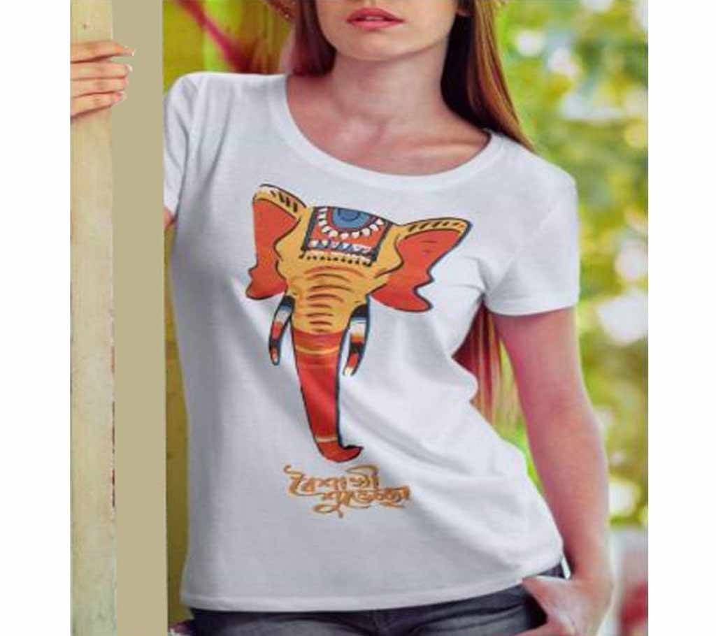 Womenz half sleeve boishakhi t-shirt
