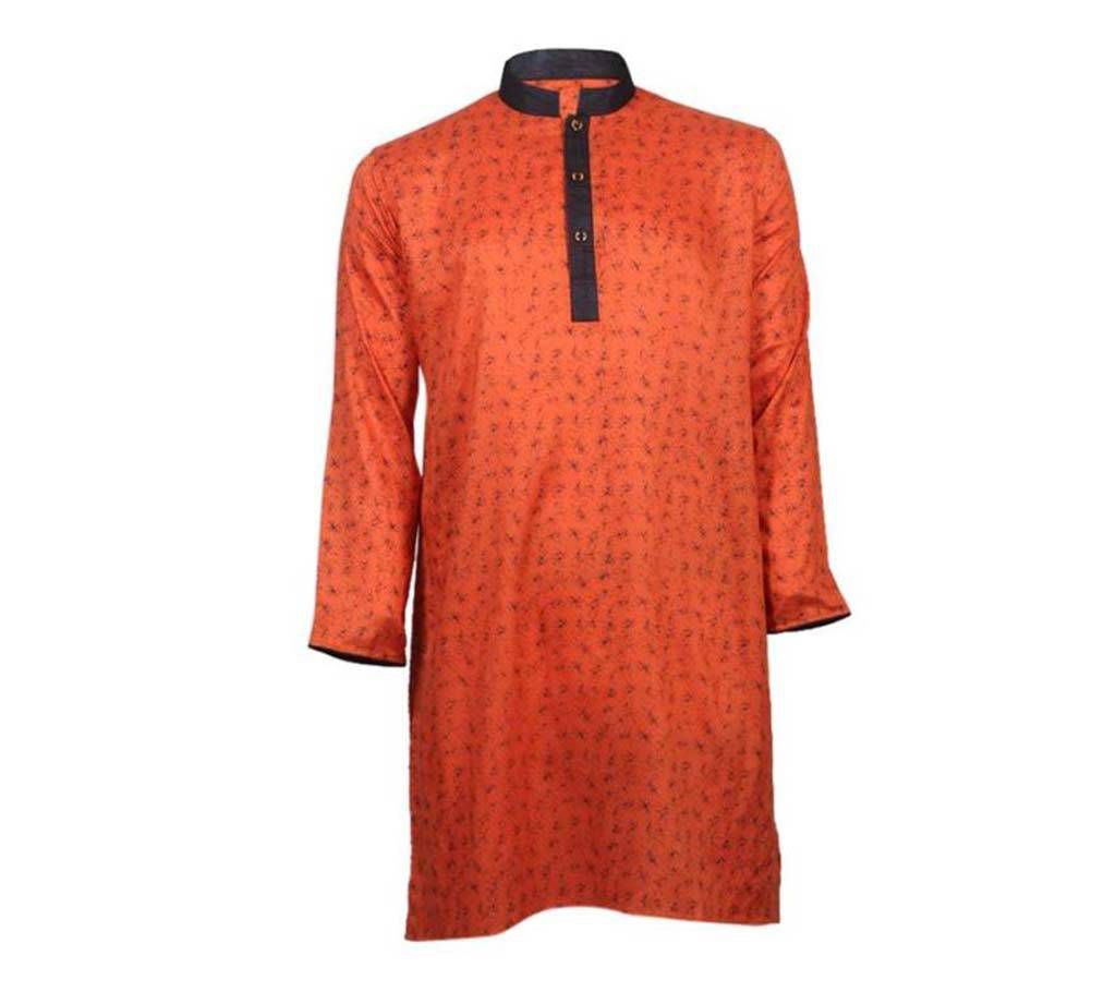 Printed Cotton Casual Long Sleeve Panjabi - Orange