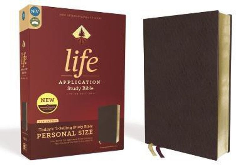 NIV, Life Application Study Bible, Third Edition, Personal Size, Bonded Leather, Burgundy, Red Letter  (English, Leather / fine binding, Zondervan)