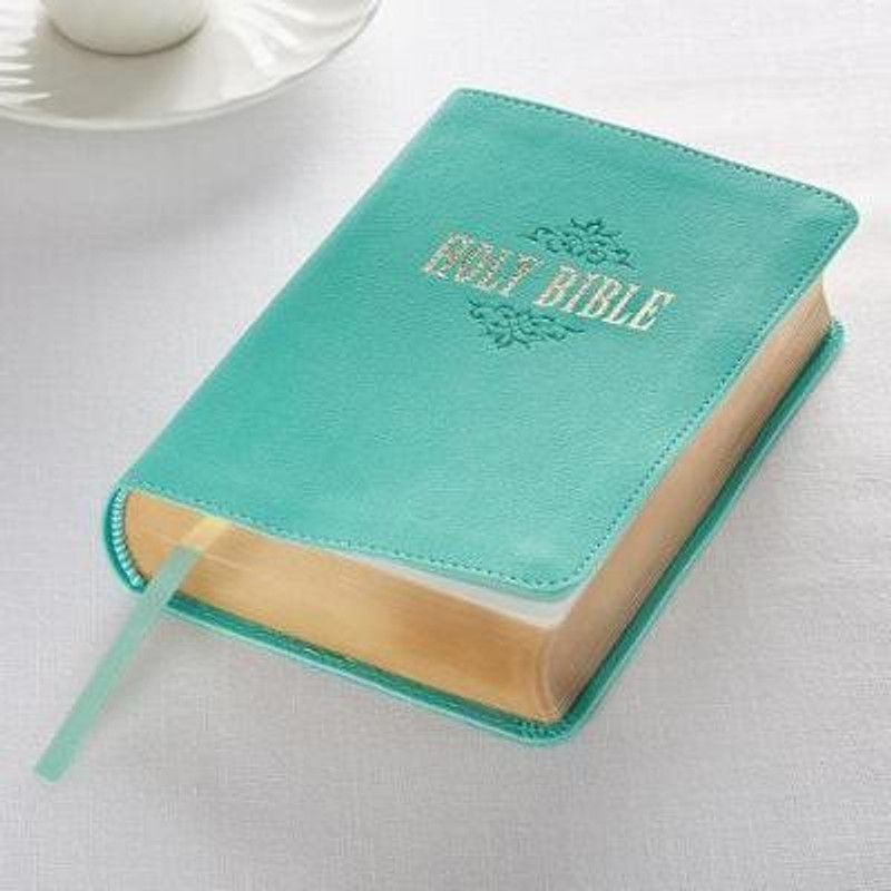 KJV Large Print Compact Teal Red Letters  (English, Leather / fine binding, unknown)