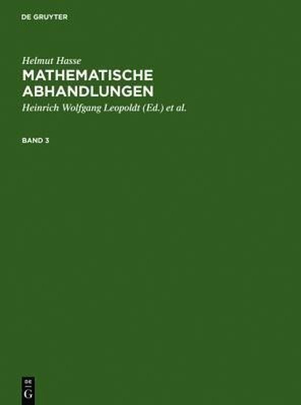 Helmut Hasse: Mathematische Abhandlungen. 3  (German, Hardcover, Hasse Helmut)