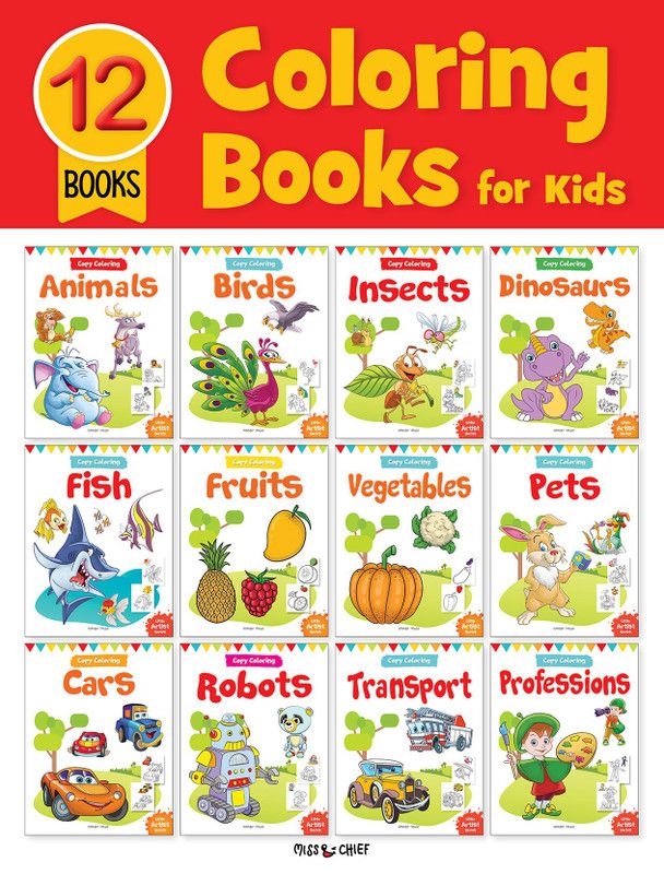 Miss & Chief Colouring Books For Kids(Pack of 12 Books)  (English, Box, Wonder House Books)