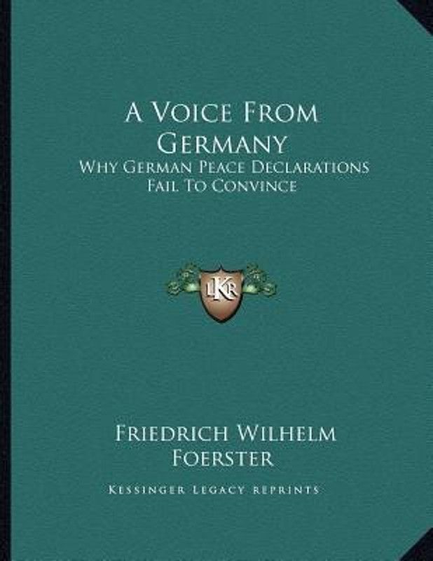 A Voice From Germany  (English, Paperback, Foerster Friedrich Wilhelm)