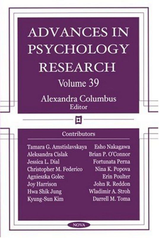 Advances in Psychology Research  (English, Hardcover, Columbus Alexandra)