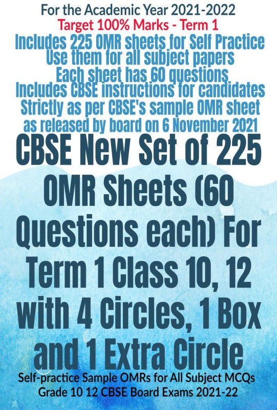 CBSE New Set of 225 OMR Sheets (60 Questions each) For Term 1 Class 10, 12 with 4 Circles, 1 Box and 1 Extra Circle  (English, Paperback, Av Editorial Board)