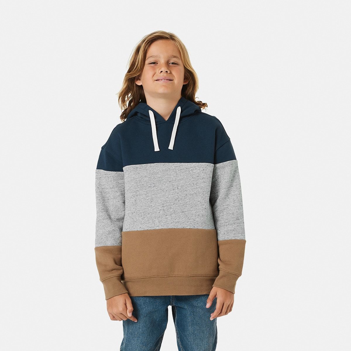 Colour Block Pull On Hoodie