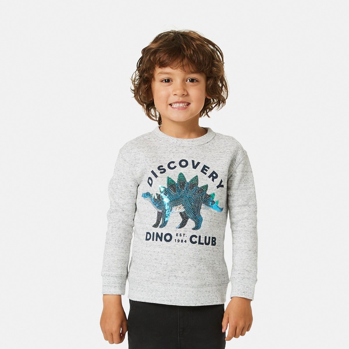 Sequin Embroidered Crew Neck Sweatshirt