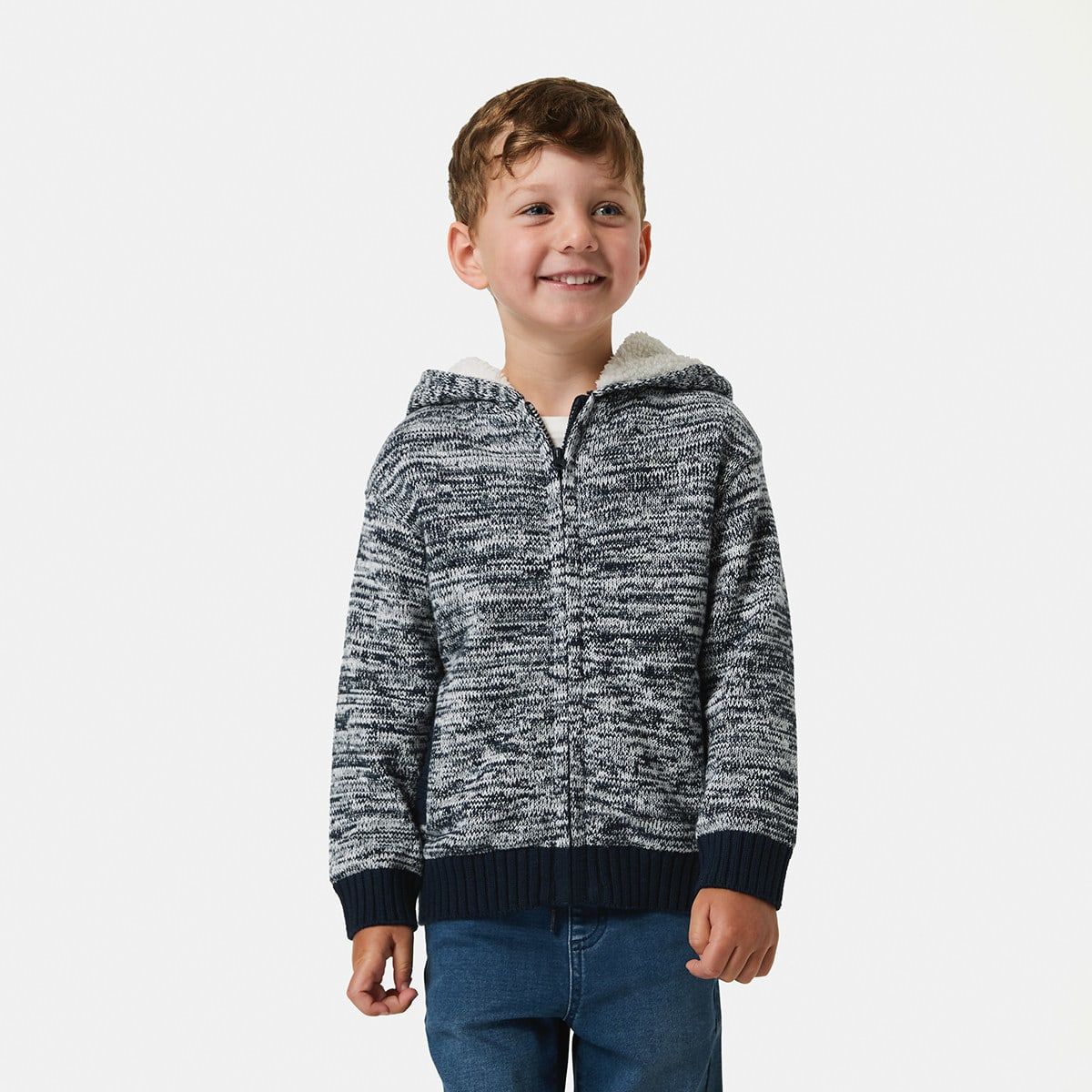 Sherpa Hooded Knit Jacket