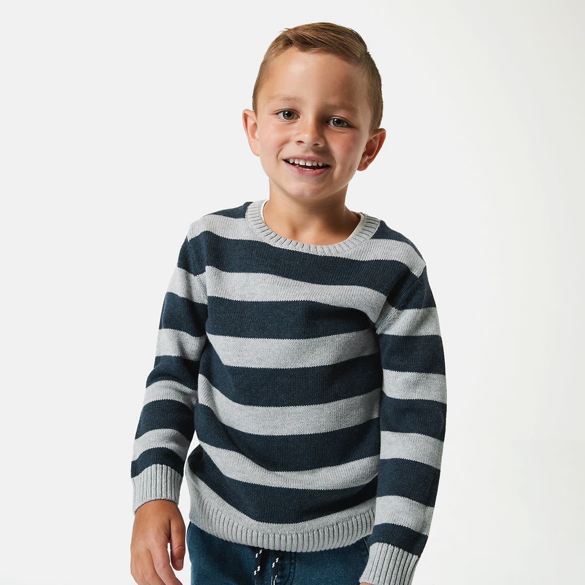 Stripe Crew Neck Knit Top