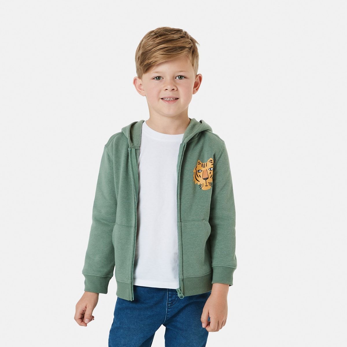 Print Zip Through Hoodie