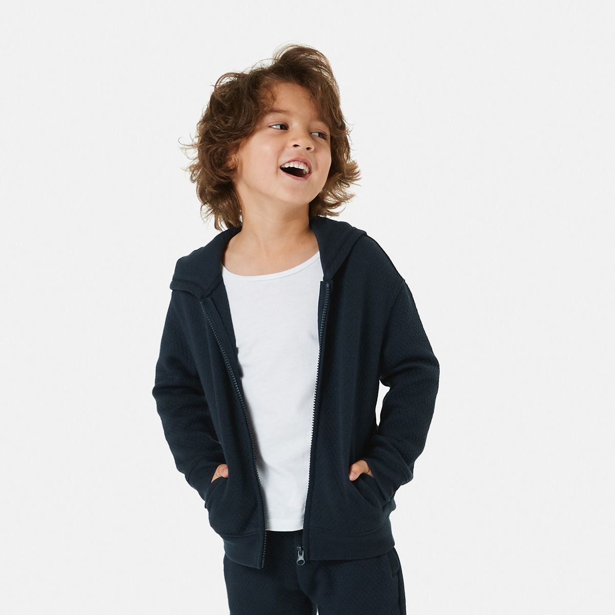 Quilted Zip Through Hoodie