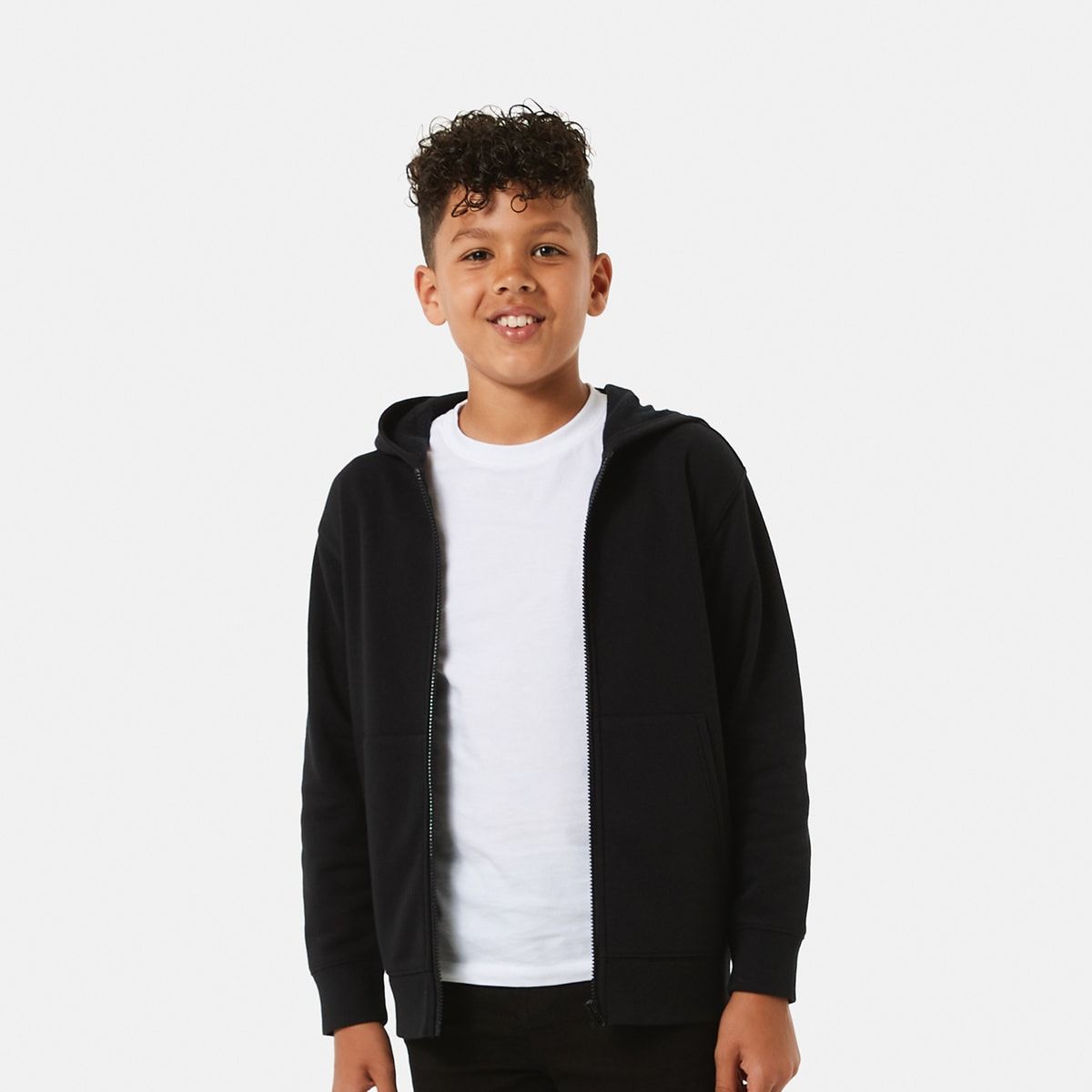 Plain Zip Through Hoodie