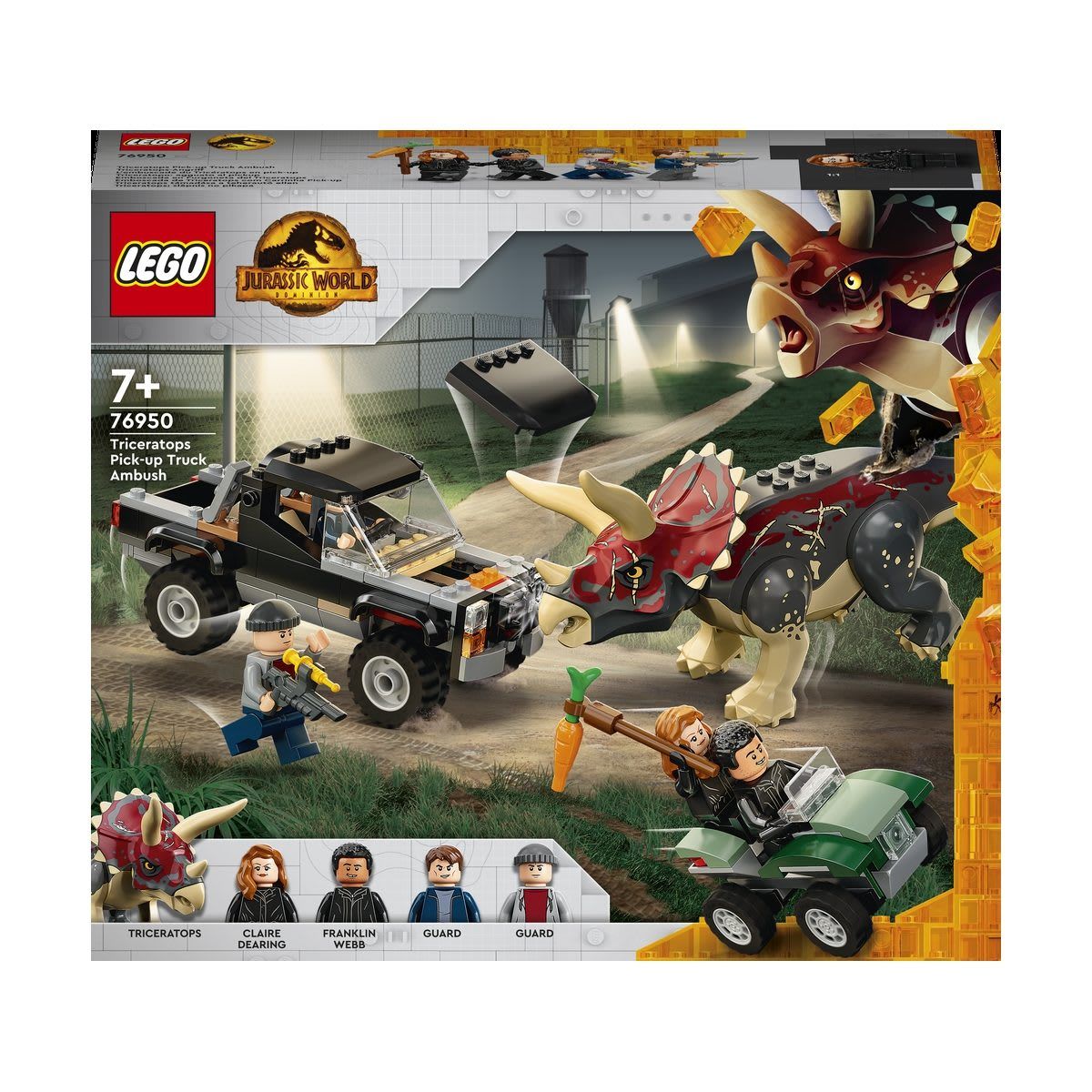 LEGO Jurassic World Triceratops Pickup Truck Ambush 76950