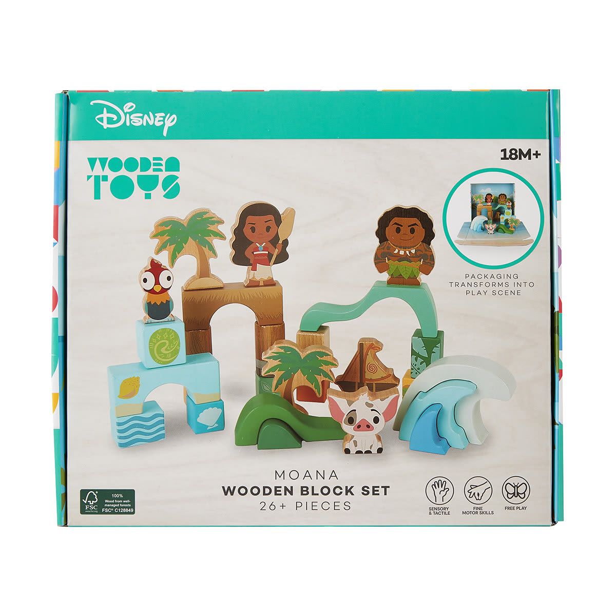 26 Piece Disney Moana Wooden Block Set