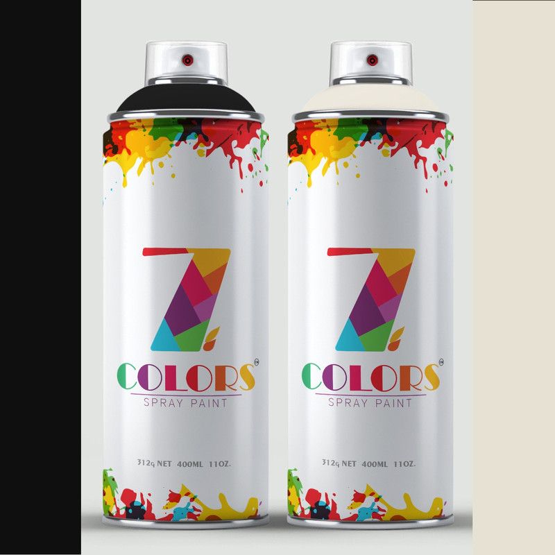 7 Color Black Glossy & Cream Spray Paint 400 ml  (Pack of 2)