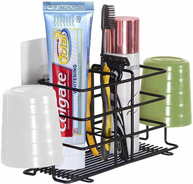 Bk Trading Hub Wall Mounted Bathroom Stand Wall Hanging Toothbrush Storage Holder Steel Wall Shelf  (Number of Shelves - 1)