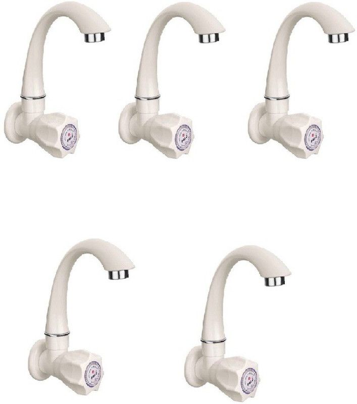 Prestige PVC Sink Cock Pack Of 5 Sink Bib Tap Long Neck Bib Tap Faucet Spout Faucet  (Wall Mount Installation Type)