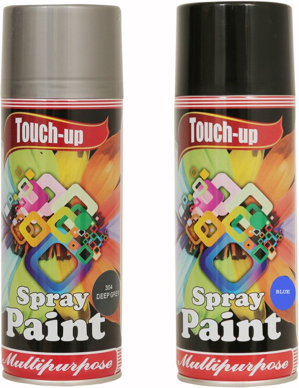 Touch-up Ready-to-Use Aerosol Spray Paint for Car, Bike, Wall Painting, Home & Furniture Medium Grey & Medium Blue Spray Paint 400 ml  (Pack of 2)
