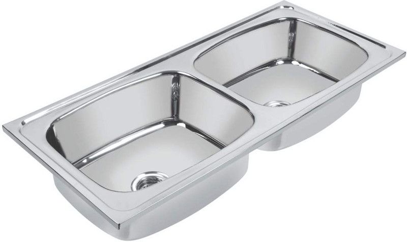 AVLEN (37x18x8)Inch, stainless steel oval double bowl' Kitchen Sink Vessel Sink  (SILVER)