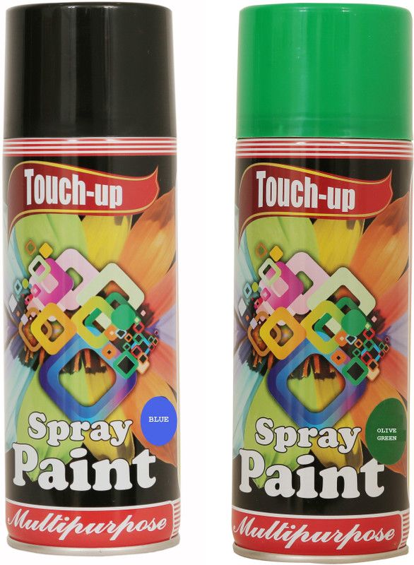 Touch-up Ready-to-Use Aerosol Spray Paint for Car, Bike, Wall Painting, Home & Furniture Medium Blue & Olive Green Spray Paint 400 ml  (Pack of 2)
