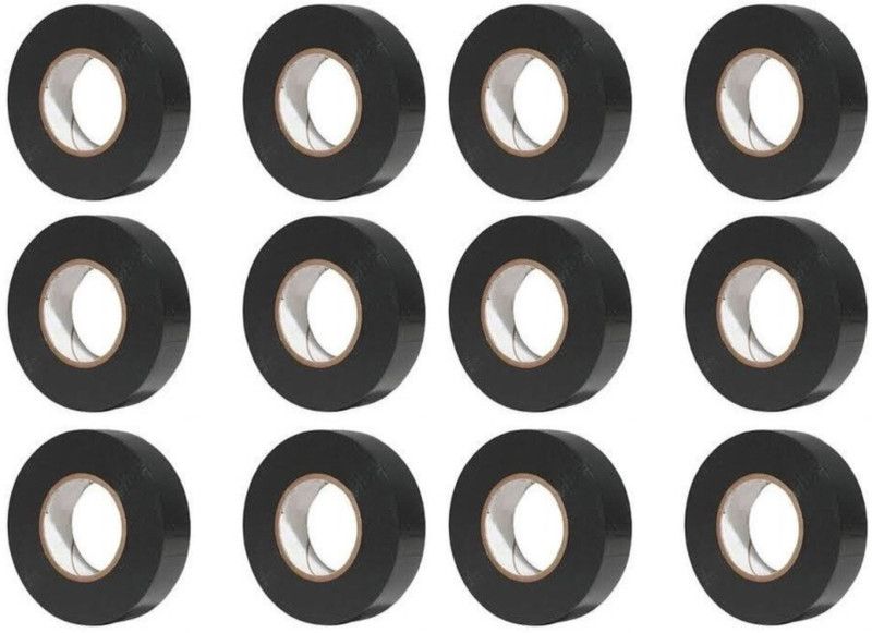 amcon Plastic Polymer Tape 0.125 mm X 18 mm 8 Meter PVC Electrical Insulation Tape(Pack of 12)  (Black)
