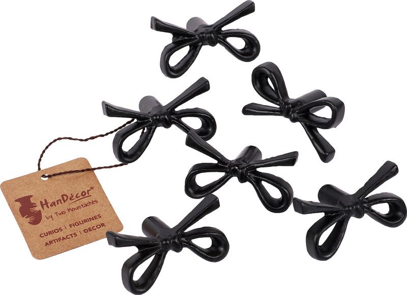 HanDecor Tie Knot Design Iron Cabinet/Drawer Handle  (Black Pack of 6)