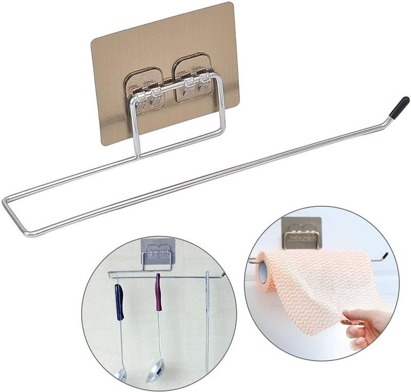 Stainless Steel Wall Mount Sticker Towel Holder Silver Towel Holder  (Steel)