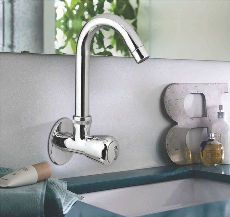 CRUZZ LUXURIOUS MOON-SINK COCK Pillar Tap Faucet  (Wall Mount Installation Type)