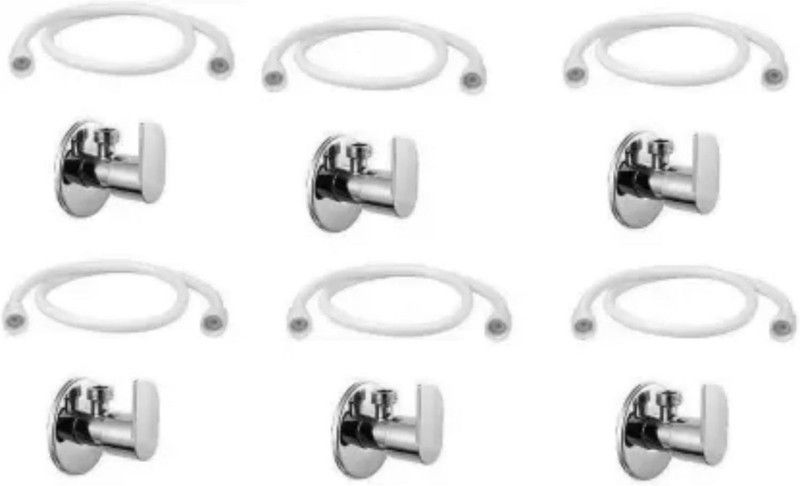 Floyd ALIVE ANGLE VALVE With 36 Inch PTMT CONNECTION HOSE PIPE SET OF 6 Angle Cock Faucet Set