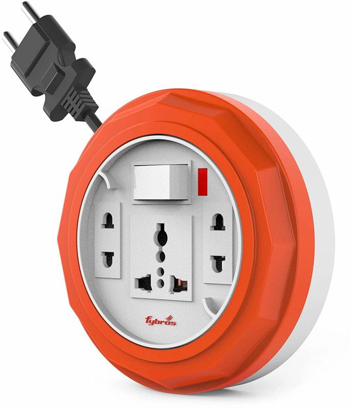 Fybros Comex 2 Pin Extension Board Flex Box 10 Meter Power Cable (Multicolor) 3 Socket Extension Boards  (White, Red, 10 m)