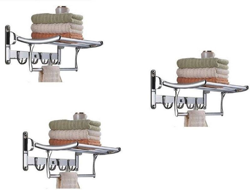 TOSHIRO Stainless Steel Folding Towel Rack silver Towel Holder  (Stainless Steel)