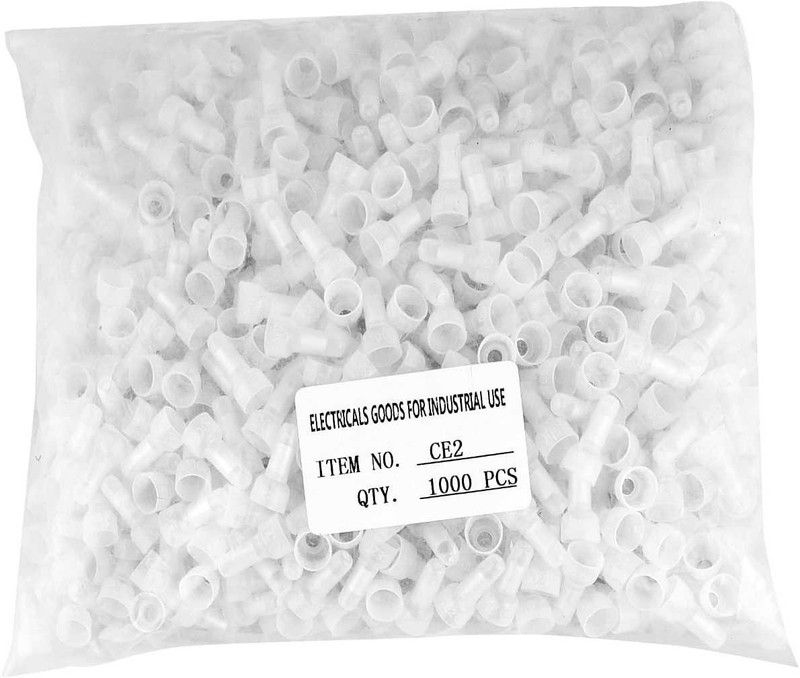 lkc 1000 Pcs Wire Joints CE2 Plastic Wire End Cap Terminals Crimp Closed End Wire Connectors CAP Wire Connector  (Grey, White, Pack of 1000)